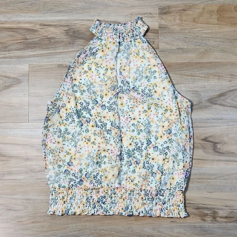 🔺️Anthropologie 1. State Cream Multicolored Floral Sleeveless Top Medium
